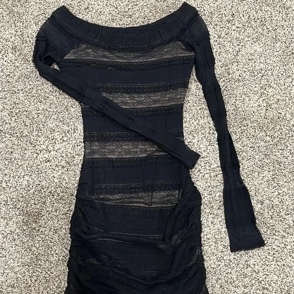 bcbg black off the shoulder dress BCBG Off-The-Shoulder Belted Scuba Crepe Mini Dress at CoolSprings Galleria in Franklin, TN